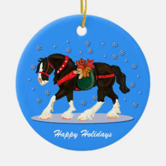 JulClydesdale prydnad Julgransprydnad Keramik