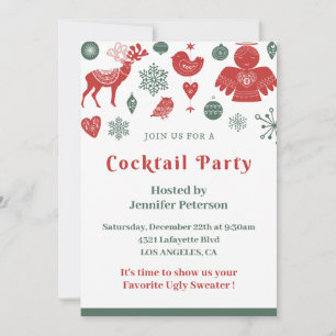 Julcocktail Vacker Nordisk Mönster Grön Inbjudningar