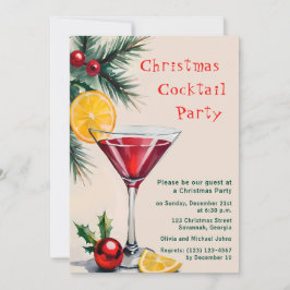 Julcocktailfest, inbjudan till vattenfärg