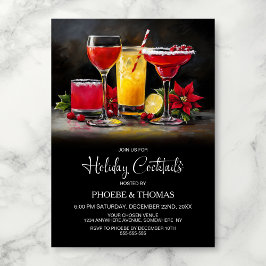 Julcocktailfest med Poinsettia Inbjudningar