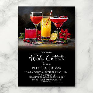 Julcocktailfest med Poinsettia Inbjudningar