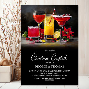 Julcocktailparty med Poinsettia Inbjudningar