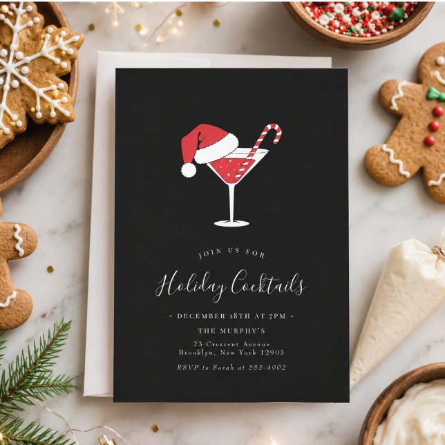 Julcocktails Festive Drycker Julfest Inbjudningar (Holiday Cocktails Festive Drinks Christmas Party Invitation)