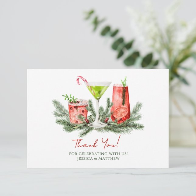 Julcocktails Festive Högtidlig Julfest Tack Kort (Stående Fram)