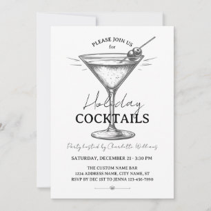 Julcocktails Svarta & Vita Drycker Jul Inbjudningar