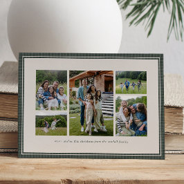 Julcollage enkel grön ram familj jul julkort