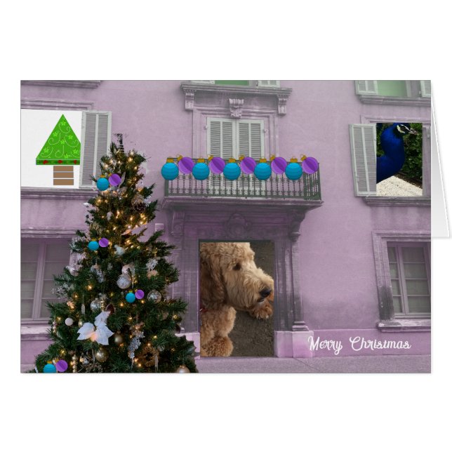 Julcollage med 3 fönster Glad jul-kort Hälsningskort (Framsidan Horizontal)