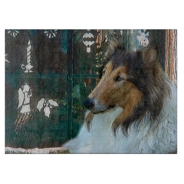 Julcollie vid fönstret (Framsidan)