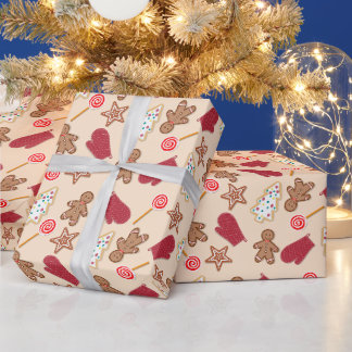 Julcookie Baking Time Rosa Wrapping Papper Presentpapper