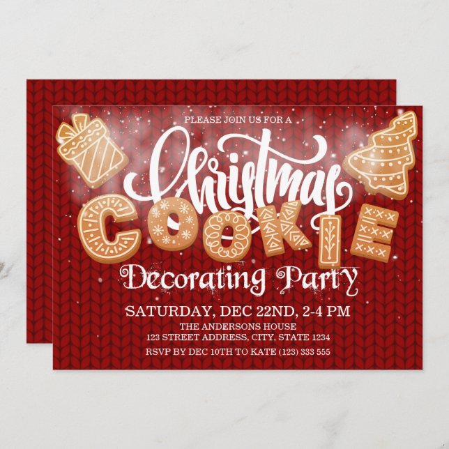 Julcookie Decorerar Party Elegant Inbjudningar (Fram/baksida)