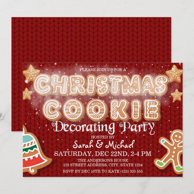 Julcookie dekorerar Party Modern Inbjudningar (Fram/baksida)