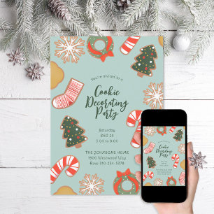 Julcookie-dekorering av Julfest Inbjudningar