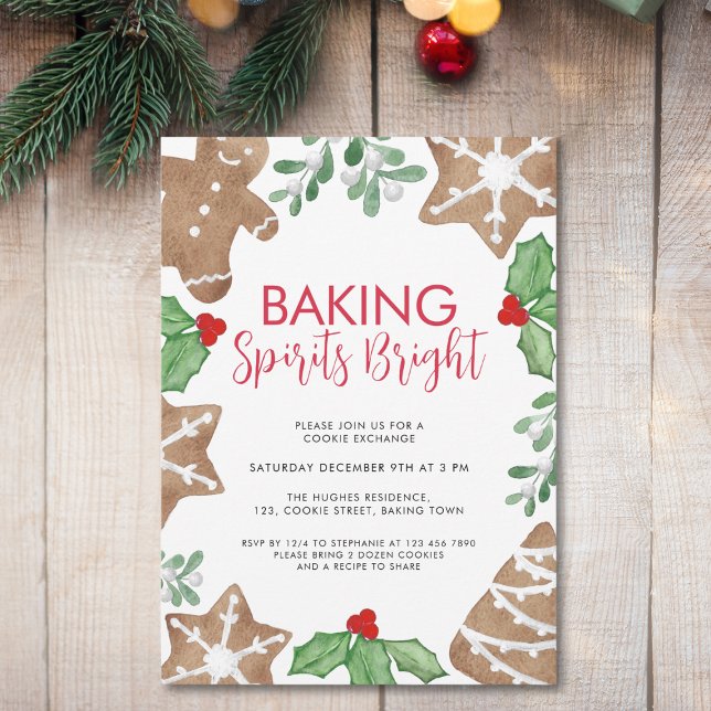 Julcookie Exchange Baking Spirits Bright Inbjudningar (Skapare uppladdad)