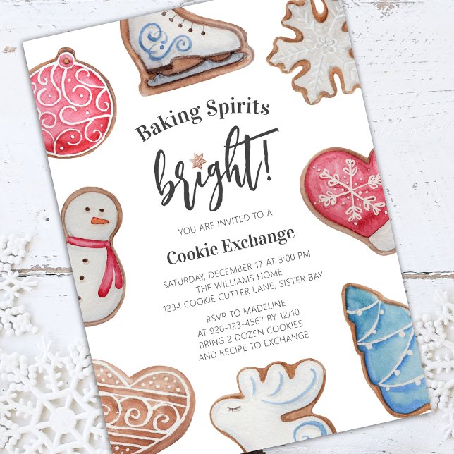 Julcookie Exchange Baking Spirits Bright Inbjudningar (Skapare uppladdad)