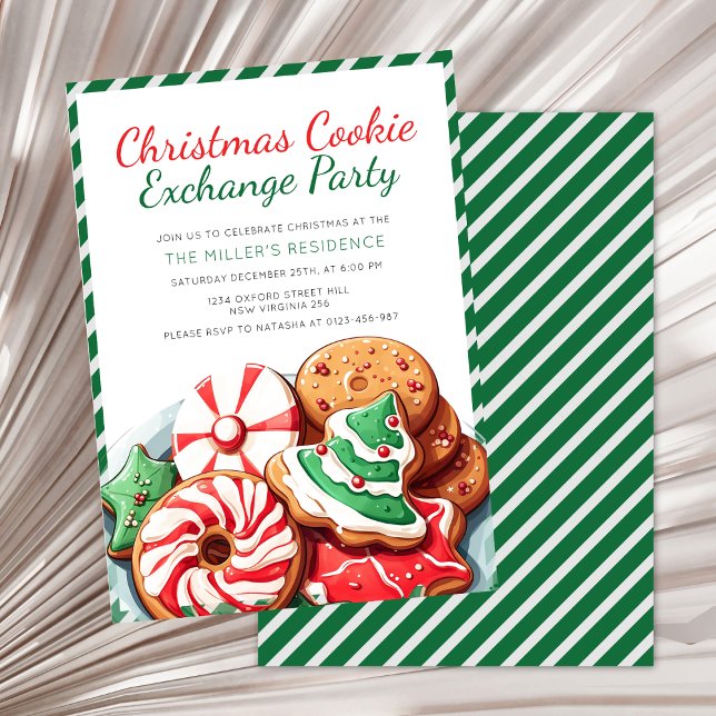 Julcookie Exchange Party Festive Grönt Inbjudningar (Skapare uppladdad)