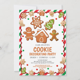 Julcookie-inbjudan till dekorationspart julkort