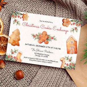 Julcookie-utbyte av söta gingerkakor inbjudningar