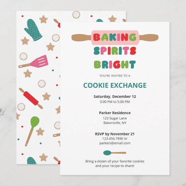 Julcookiebyte julinbjudningar inbjudningar (Fram/baksida)