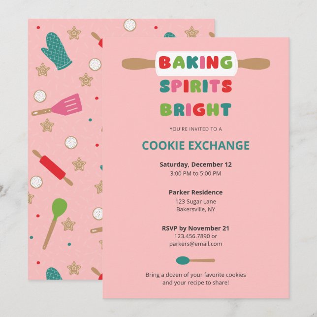Julcookiebyte julinbjudningar inbjudningar (Fram/baksida)