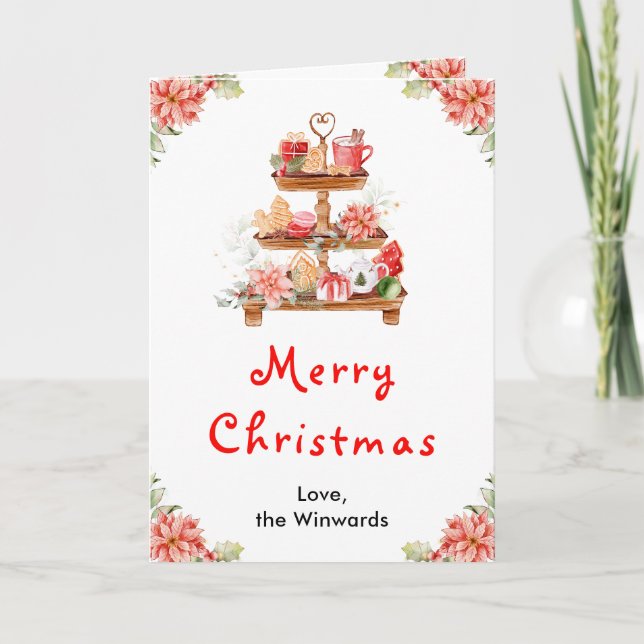 Julcookies och kakao Röd God Jul Helgkort (Framsida)