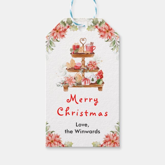Julcookies och kakao Röd God Jul Presentetikett (Framsidan)