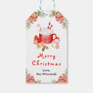Julcookies och kakao Röd God Jul Presentetikett