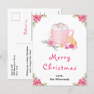 Julcookies och kakao Rosa God Jul Helg Vykort