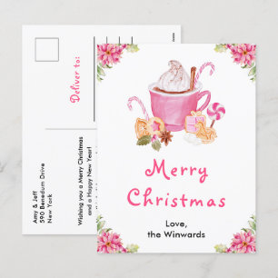 Julcookies och kakao Rosa God Jul Helg Vykort