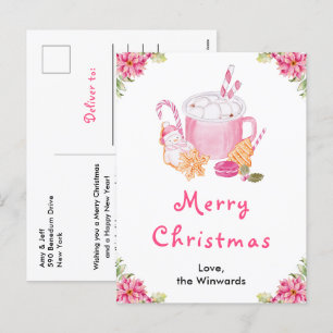 Julcookies och kakao Rosa God Jul Helg Vykort