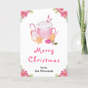 Julcookies och kakao rosa God Jul Helgkort