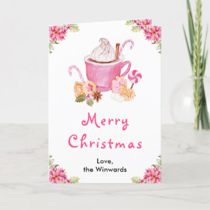 Julcookies och kakao Rosa God Jul Helgkort