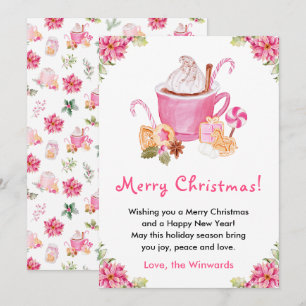 Julcookies och kakao rosa God Jul Julkort