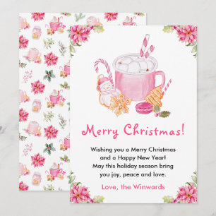 Julcookies och kakao Rosa God Jul Julkort