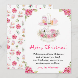 Julcookies och kakao Rosa God Jul Julkort