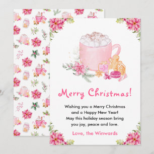 Julcookies och kakao Rosa God Jul Julkort