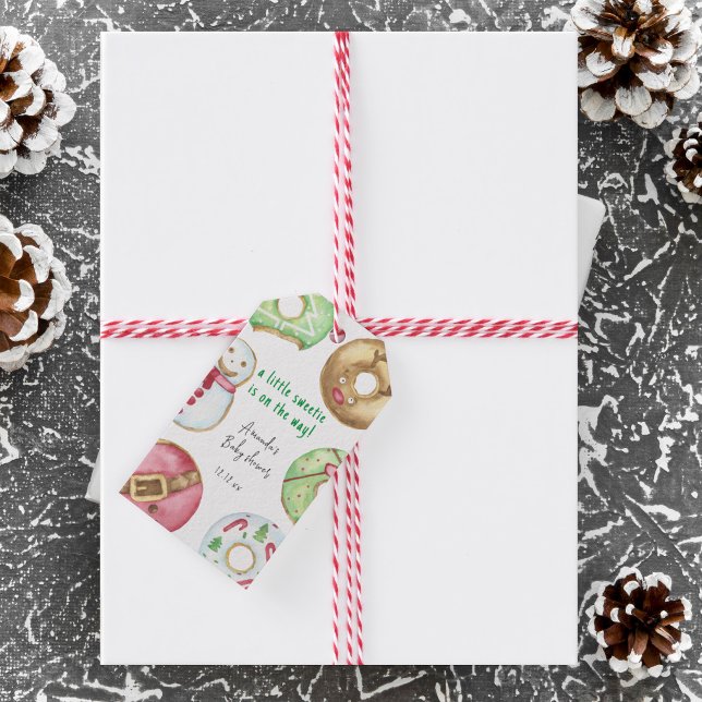 Julcookies och munkar baby shower presentetikett (Skapare uppladdad)