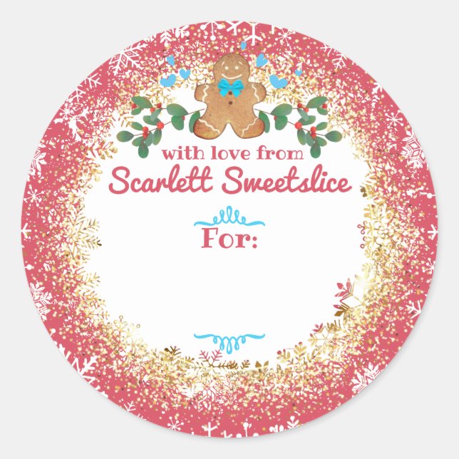 Julcookies pepparkaksgubbe bakverk runt klistermärke (Framsida)