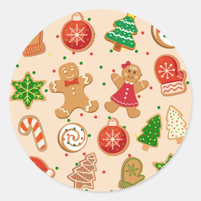 Julcookies Runt Klistermärke (Framsida)