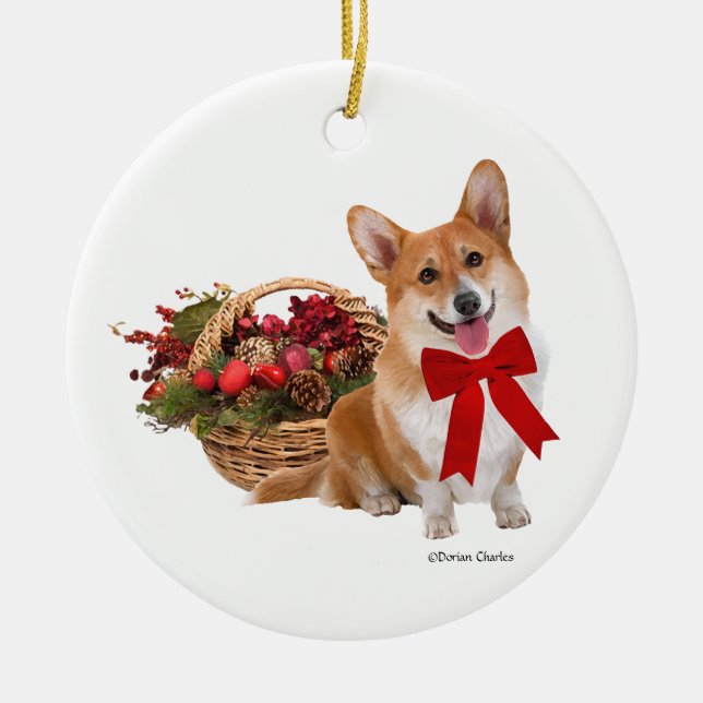 "JulCorgi" prydnad Julgransprydnad Keramik (Framsidan)