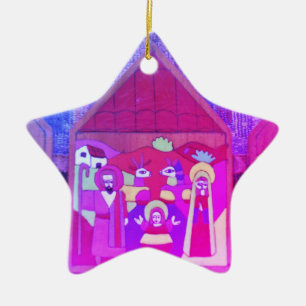 JulCreche i Miami lilablått Julgransprydnad Keramik