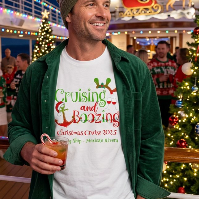 Julcruising och supande Roligt T Shirt (Skapare uppladdad)