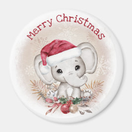 Julcute Elephant i Santa Hat Magnet