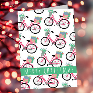 Julcykelns Helgdag Cute Girly Rosa Kort