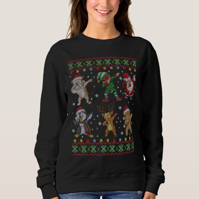 Juldabbing Engelska bulldog Hund och Santa Ug T Shirt (Framsida)