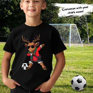 Juldabbing Hjort Fotboll och barns Namn T Shirt