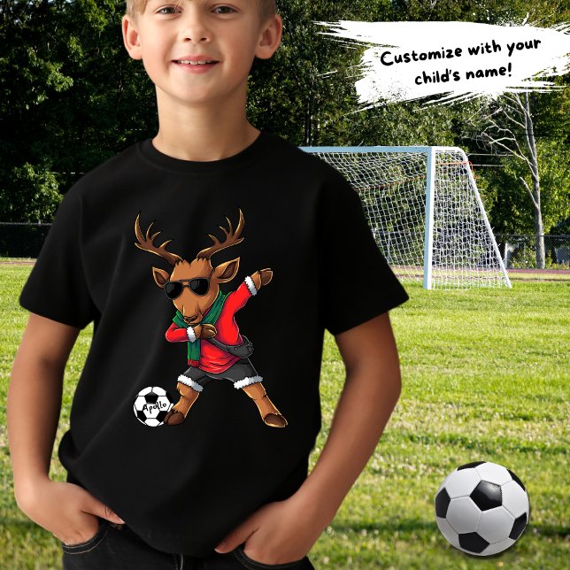 Juldabbing Hjort Fotboll och barns Namn T Shirt (Skapare uppladdad)