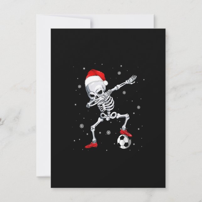 Juldabbing Skeleton Soccer Santa Hat Gifts Inbjudningar (Framsida)