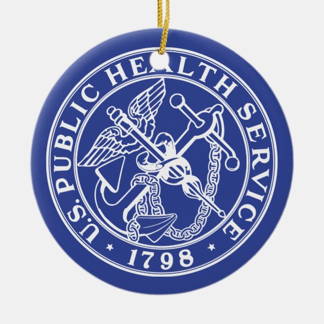 Juldag-Dekorationen för den amerikanska folkhälsov Julgransprydnad Keramik (Framsidan)