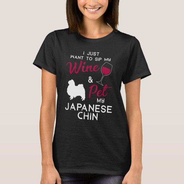 Juldag för japansk chin-ägare i Vin T Shirt (Framsida)