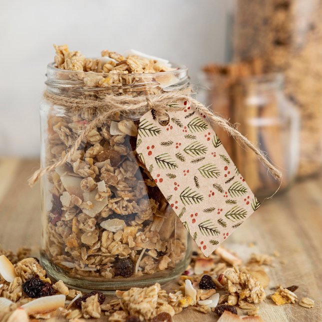 Juldag grenar och bär - oliv grönt presentetikett (Skapare uppladdad)